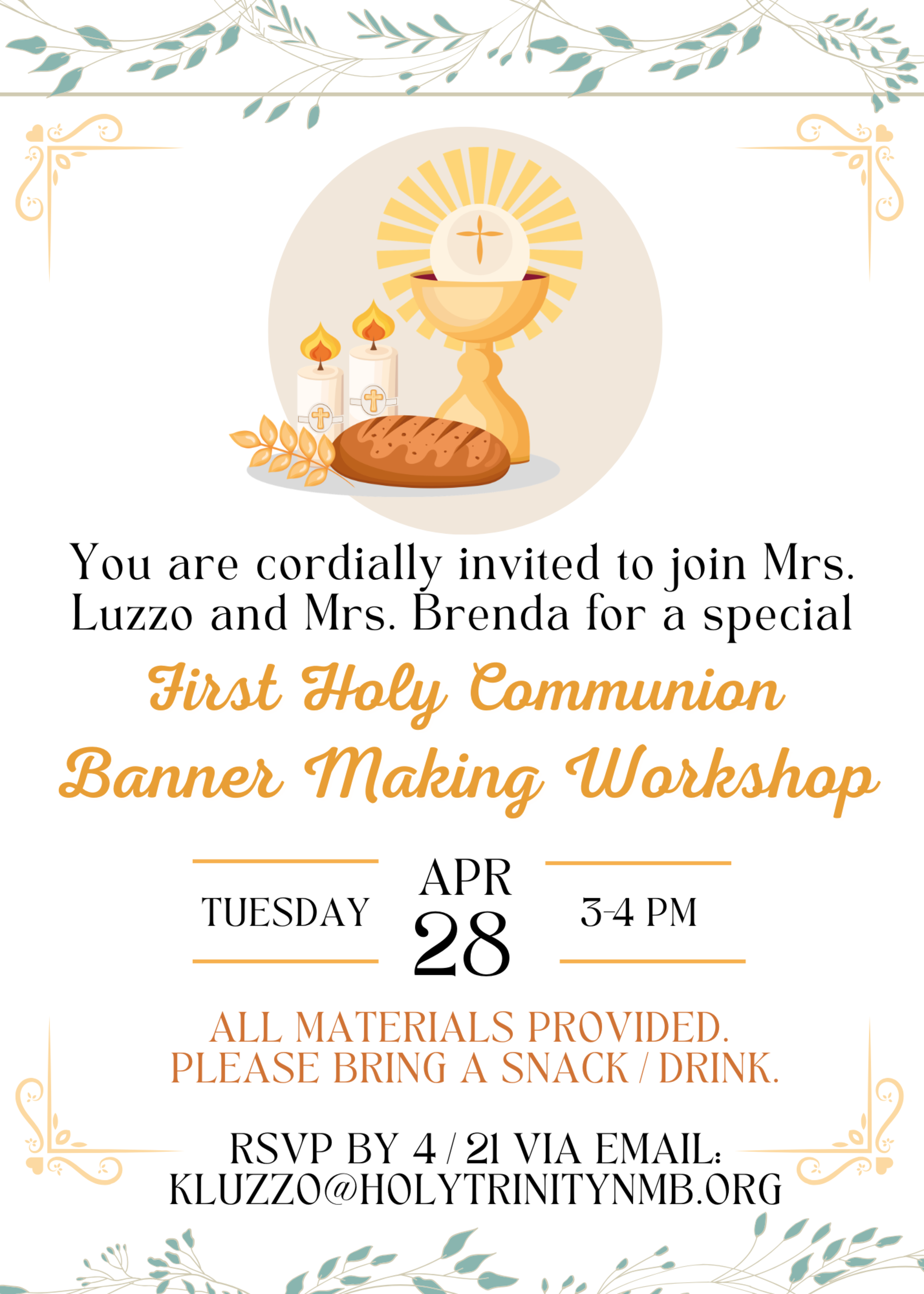 First Communion Banner Workshop Invitation