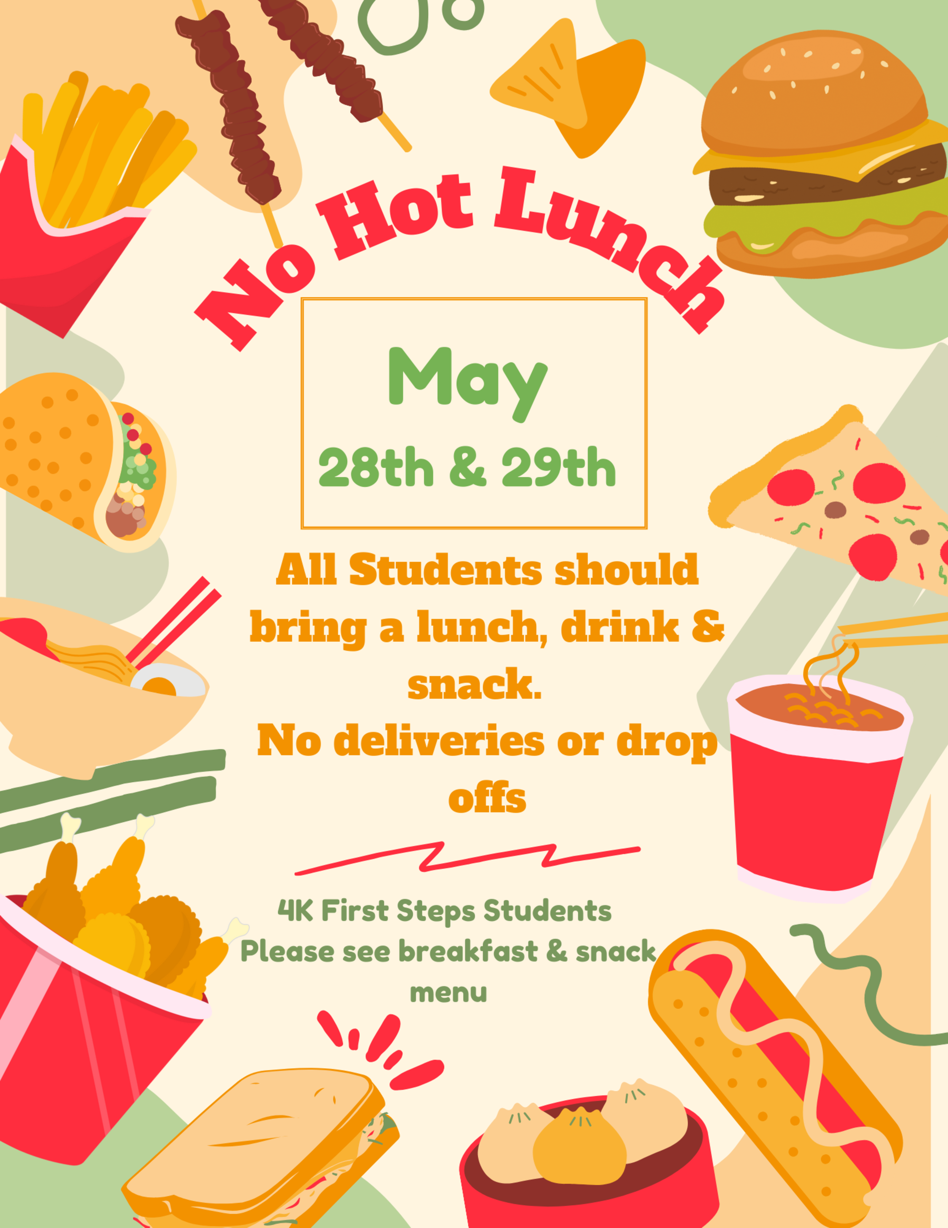No Hot Lunch May 28th 29th