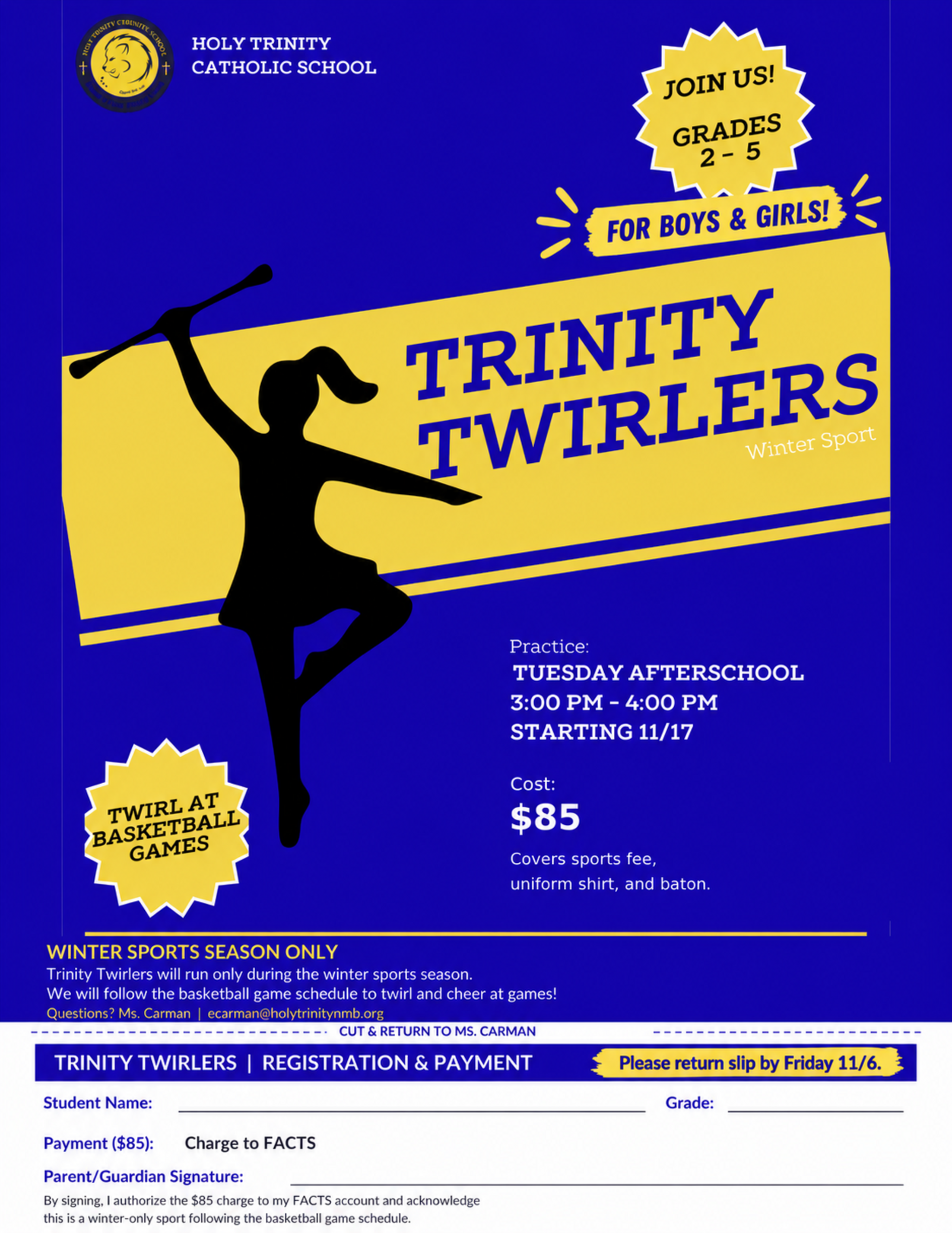 Trinity Twirlers Winter Sports Flyer