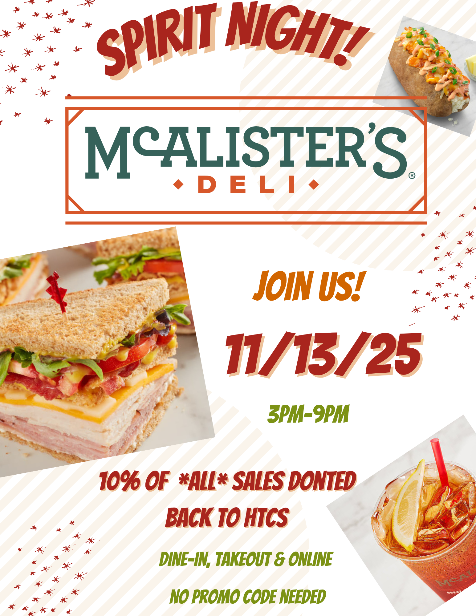 Mcalisters Deli Spirit Night